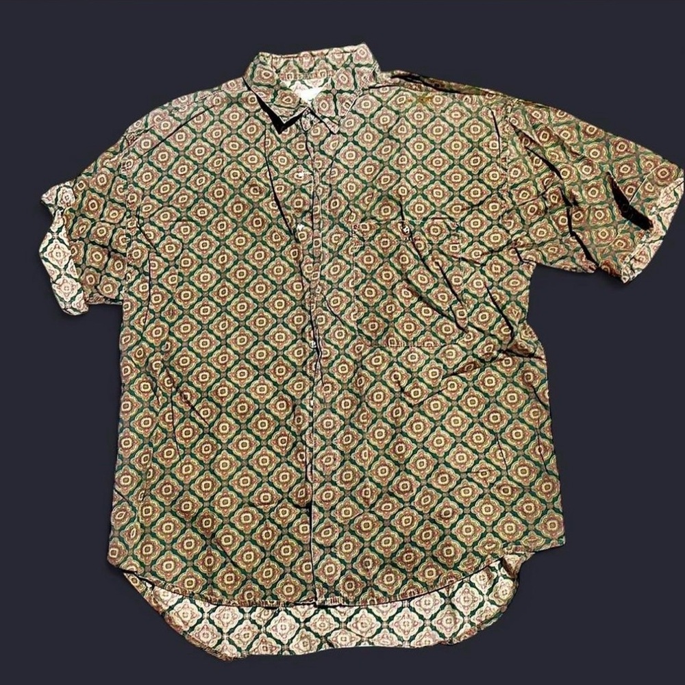 Geometric Patterned Casual Vintage Button Down Shirt